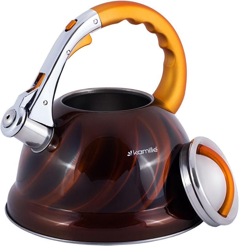 Чайник Kamille Marshmallow з нержавіючої сталі зі свистком 3 л Золотий - фото 2 Чайник Kamille Marshmallow з нержавіючої сталі зі свистком 3 л Золотий - фото 2
