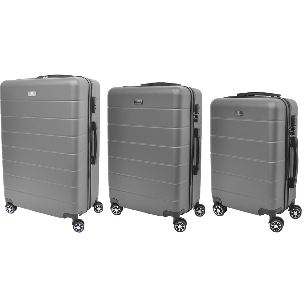 Набор пластиковых чемоданов Reonardo 1855 АБС-пластик L/M/S Серый