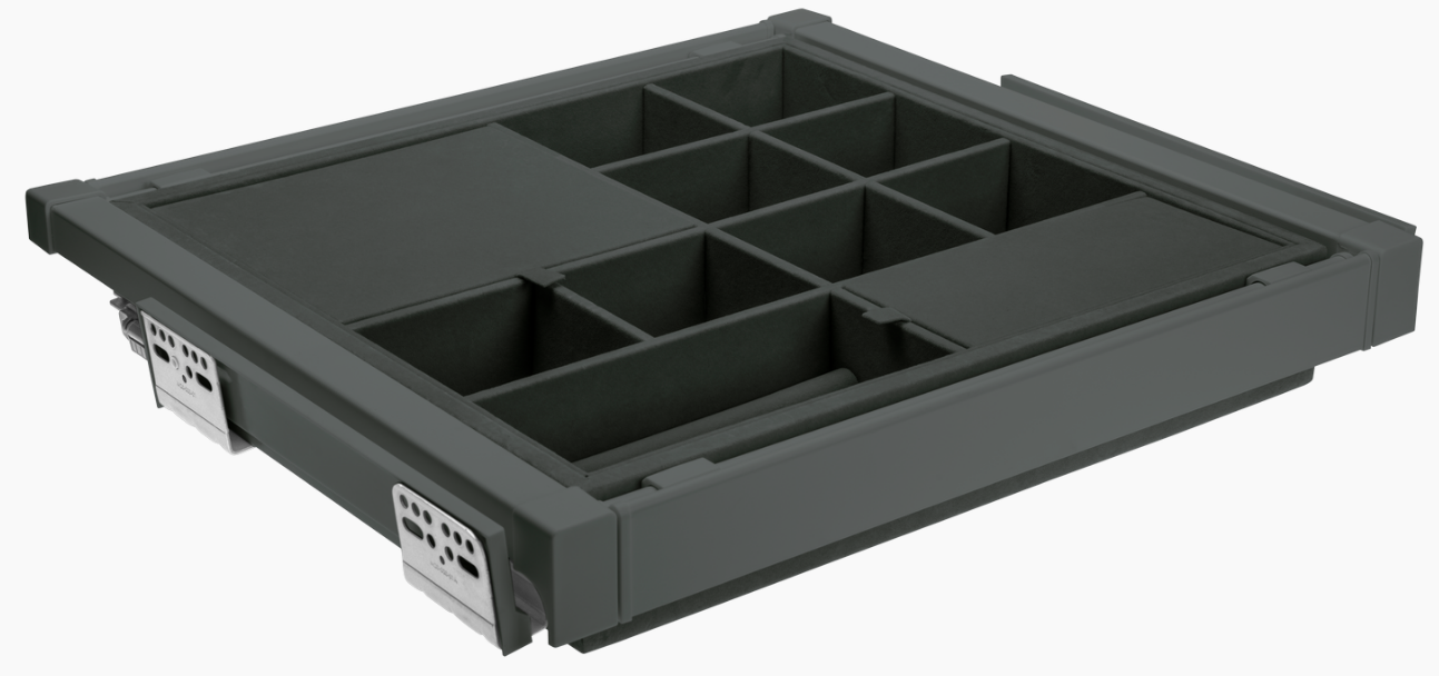 Полка с перегородками GTV ELITE 600 мм с дотягом Графитовый (WG-PRZEG60-60-A)