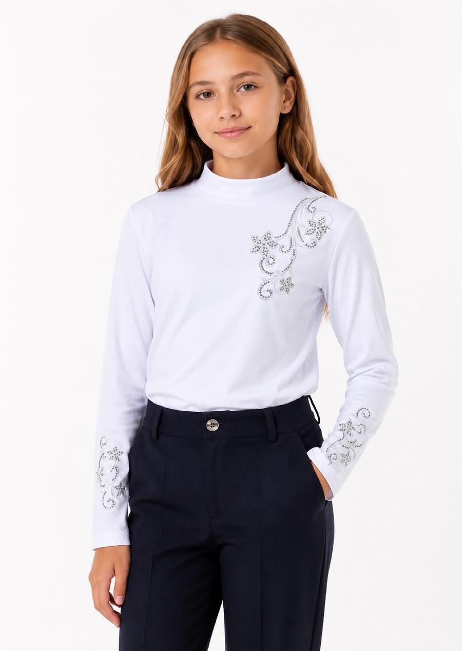 Кофта-стойка с длинным рукавом и вышивкой Benini 9256 146 см Белый (79001_146)