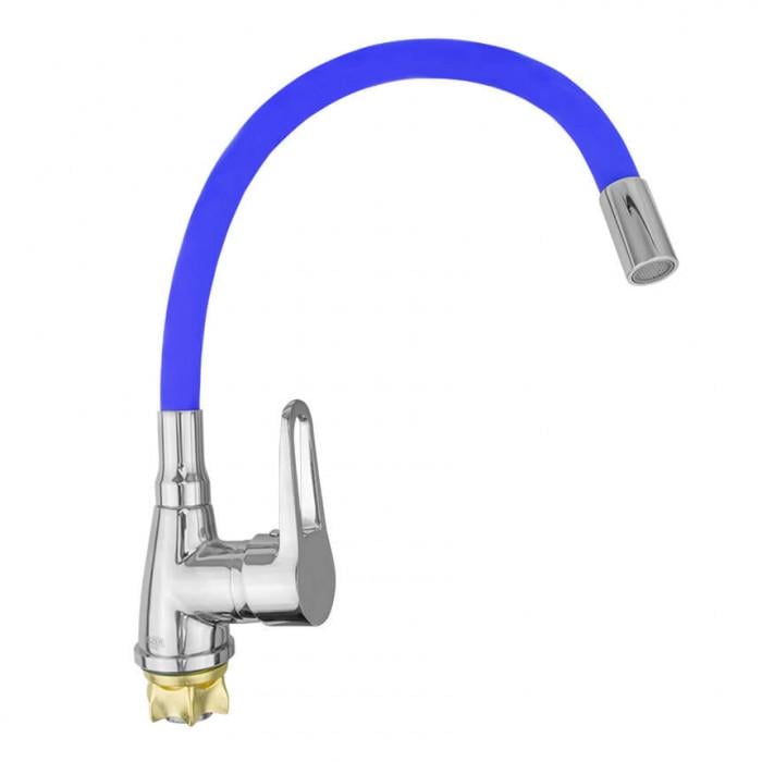 Смеситель для кухни Wezer SOP4-R045 BLUE 1036594 с гибким изливом Синий (102408)
