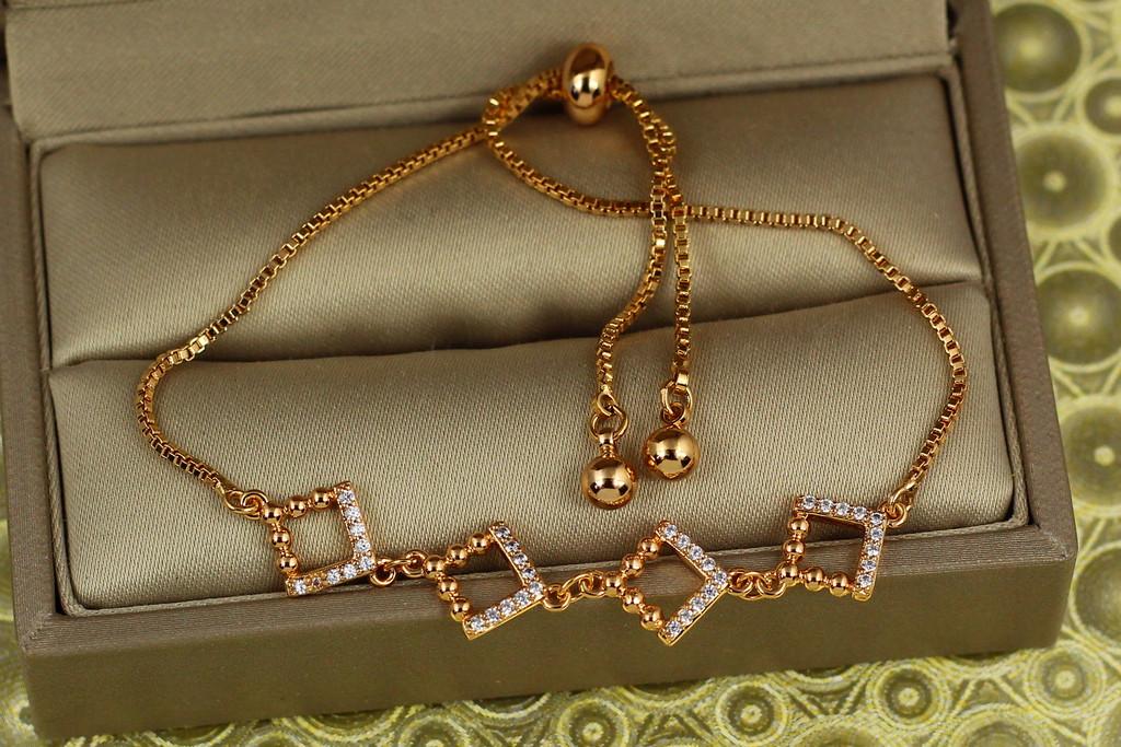 Браслет регулируемый Xuping Jewelry Дружные ромбики на бегунке Золотистый (1936347636)