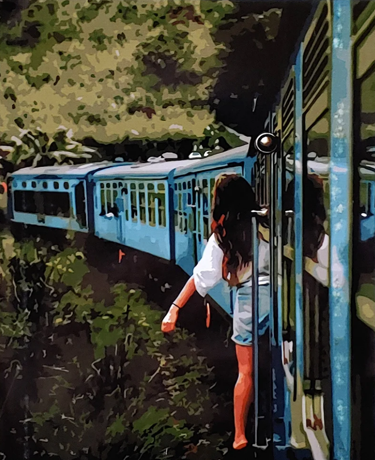 Картина по номерам Strateg Премиум Поездка на поезде с лаком и уровнем 40x50 см (SY6667)