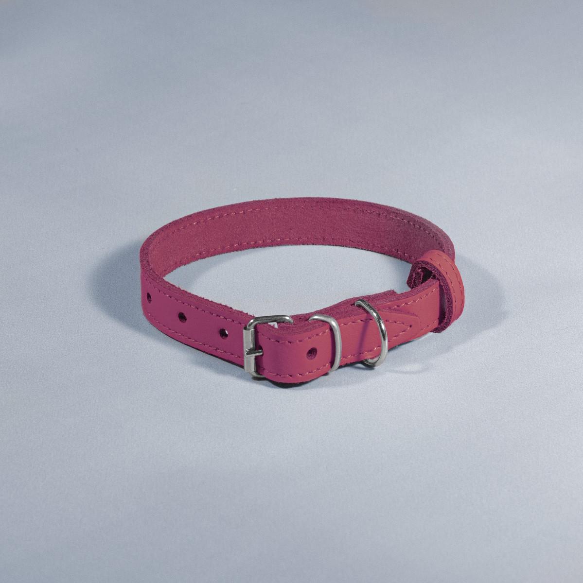 Нашийник для тварин шкіряний ВЕСНА 18 мм х 28-36 см Рожевий (2354925659)