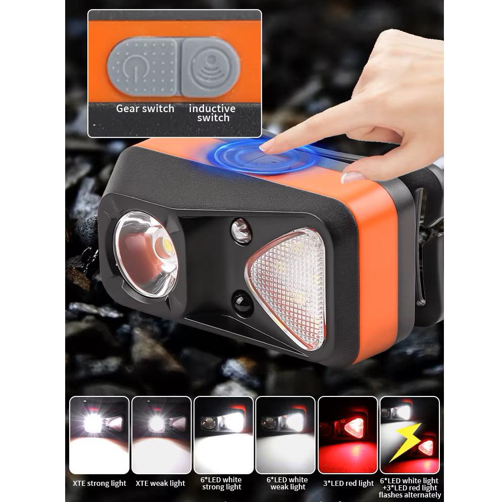 Ліхтар налобний W-18-XPG+6SMD white/red Motion Sensor 1x14500 - фото 3 Ліхтар налобний W-18-XPG+6SMD white/red Motion Sensor 1x14500 - фото 3