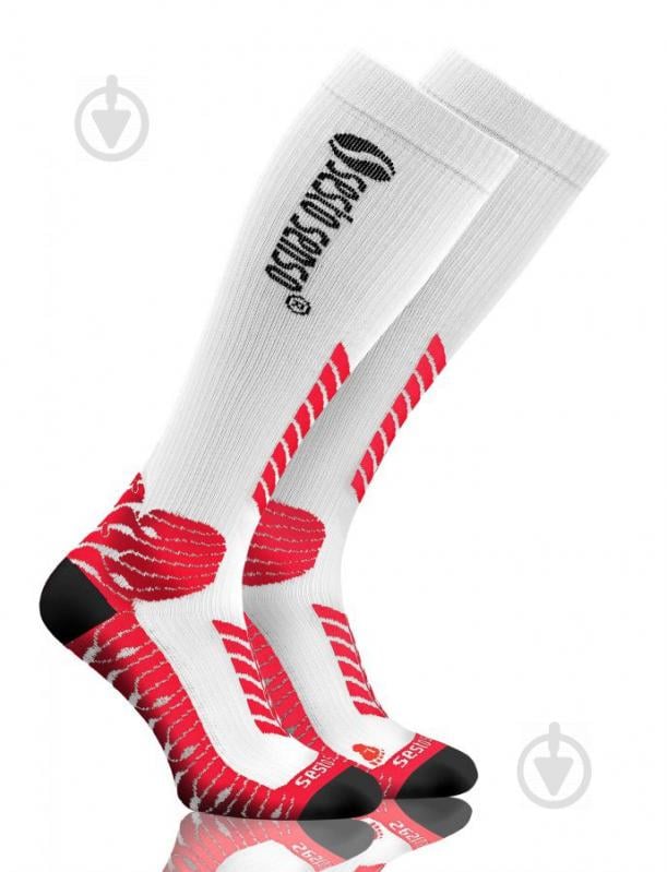 Спортивные компрессионные гольфы Sesto Senso Sport Kompression 39-42 Белый с красным (sns0156)