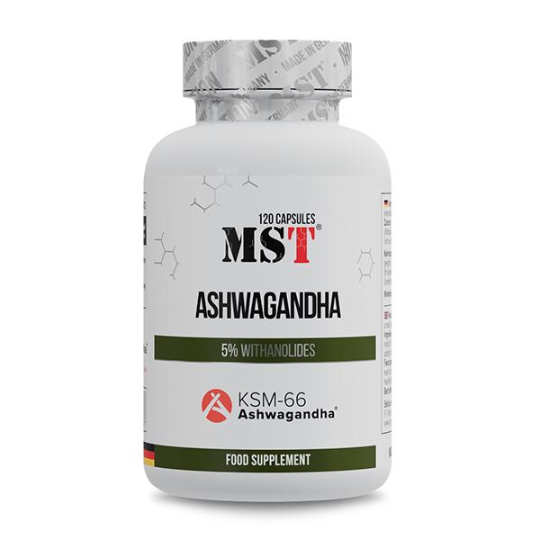 Ашфаганд для спорта MST Nutrition Ashwagandha KSM-66 120 капс. (000025094)