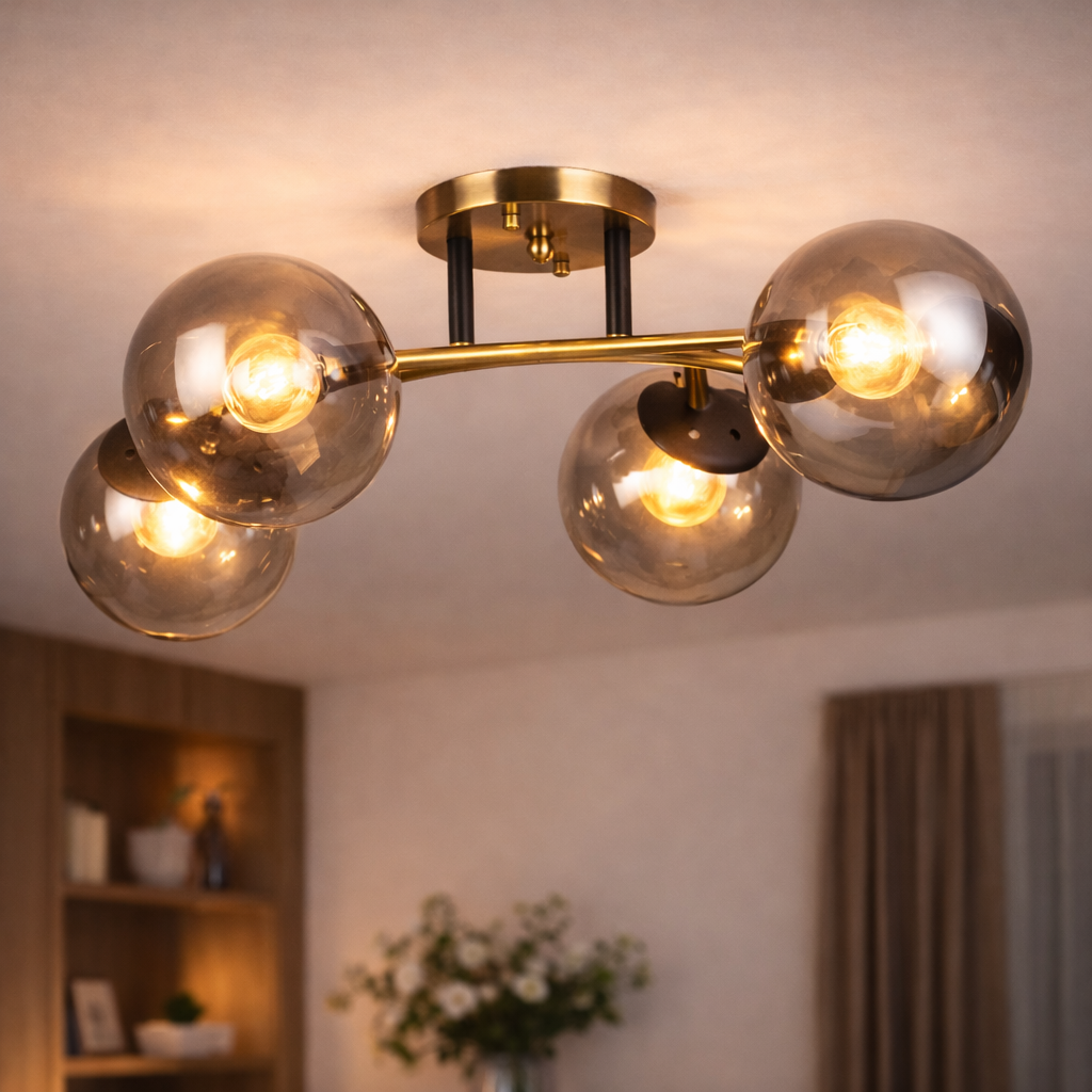 Люстра Valeso с четырьмя затемненными плафонами под лампу Е27 Черный/Бронзовый (K2317/4)