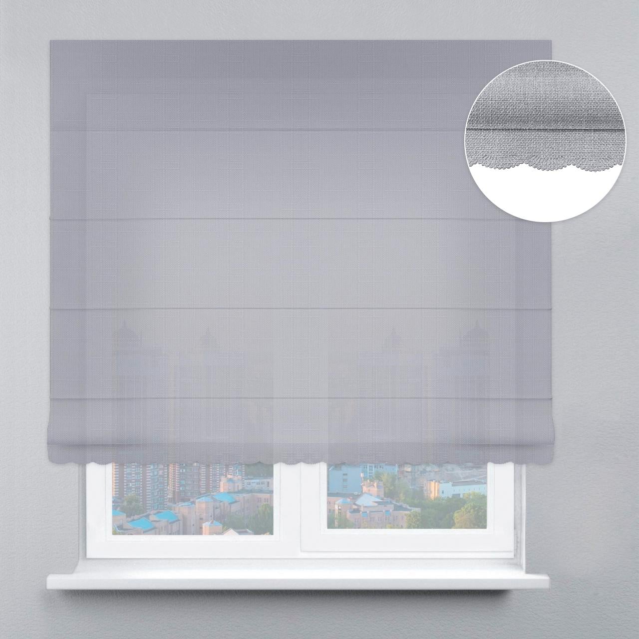 Римская штора лен с ажуром 250х170 см Стальной