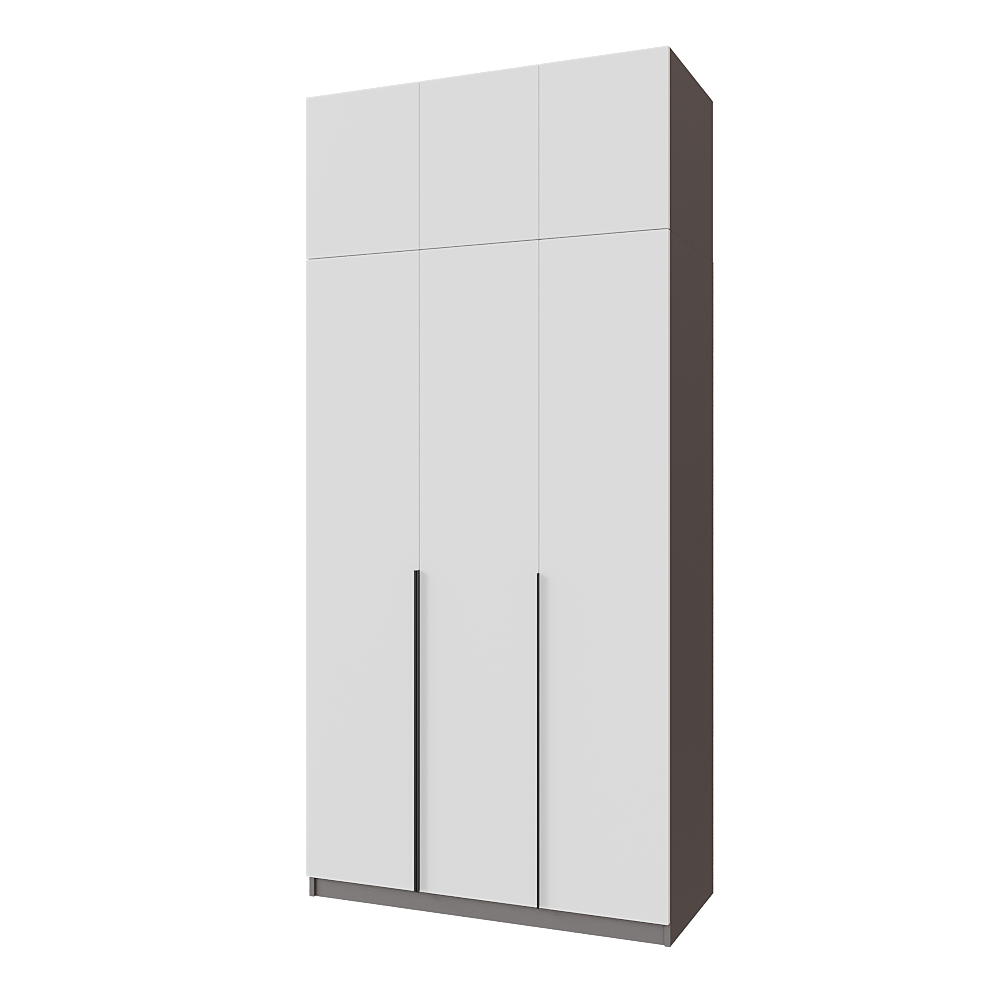 Шкаф распашной с тумбой и антресолью Меблітренд Чиназес Чита-1200.4 1200х500х2450 мм Графитовый/Белый (27356755)