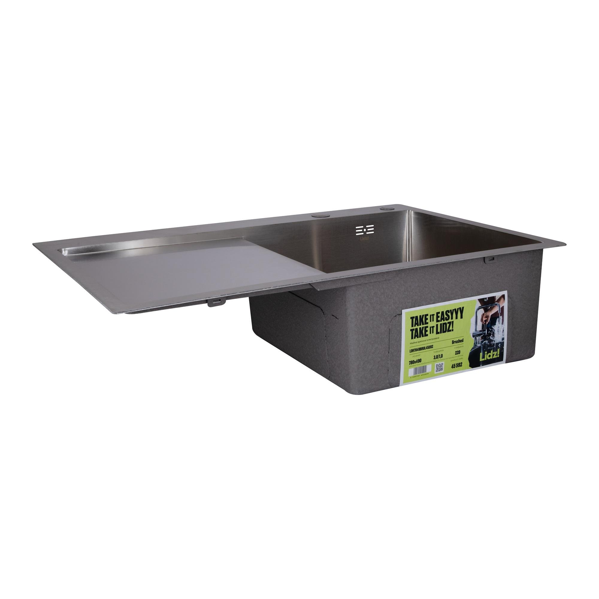 Мийка для кухні інтегрована Lidz Handmade H7849L Brushed Steel крило ліворуч з дозатором 3/1 мм (31022591) - фото 2 Мийка для кухні інтегрована Lidz Handmade H7849L Brushed Steel крило ліворуч з дозатором 3/1 мм (31022591) - фото 2