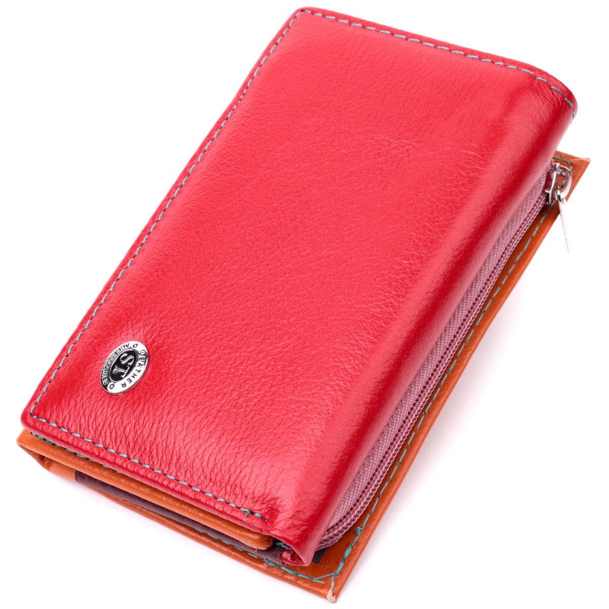 Кошелек женский ST Leather 19460 трехсложный из натуральной кожи Разноцветный (168-136-19460)