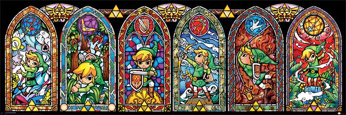 Постер плакат Легенда о Зельде Витраж/The Legend Of Zelda Stained Glass 30x91,5 см