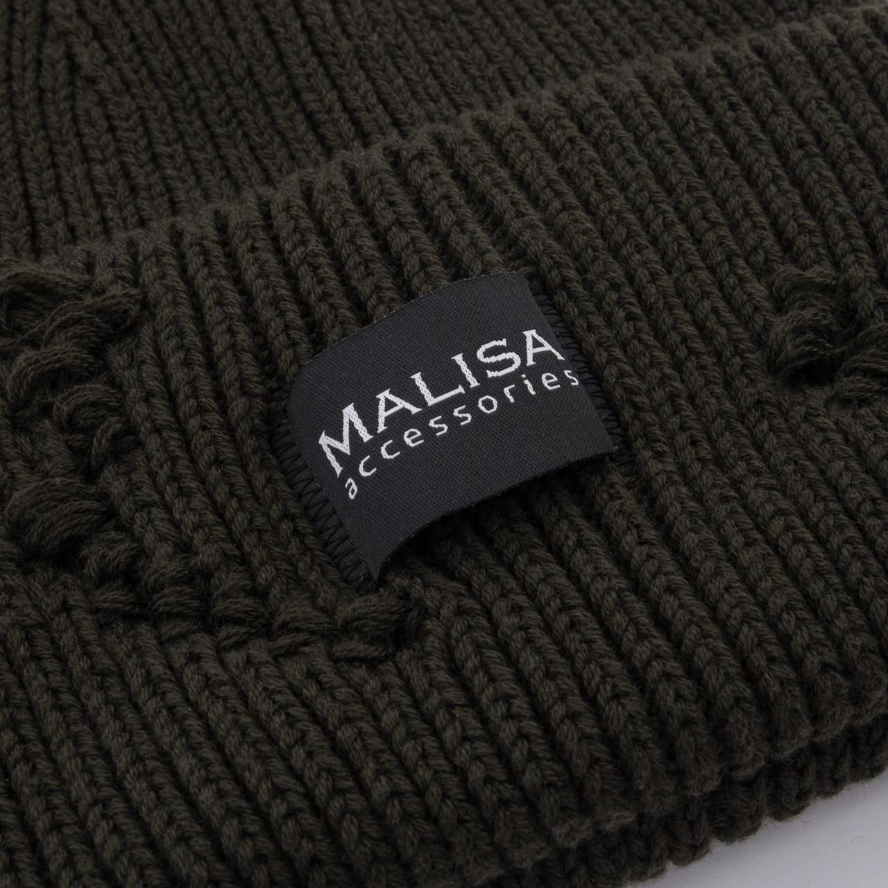 Шапка жіноча Malisa БРУНО без підкладки рвана з емблемою на відвороті one size Темний-хакі (254875) - фото 4