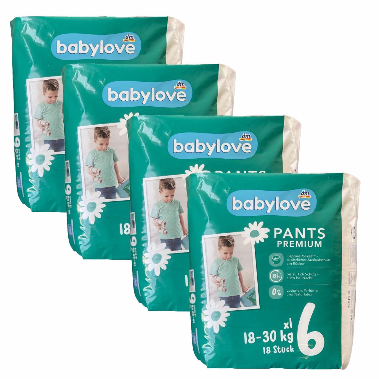 Підгузки-трусики дитячі Babylove Premium 6 XXL 18-30 кг 72 шт. (2301031503)