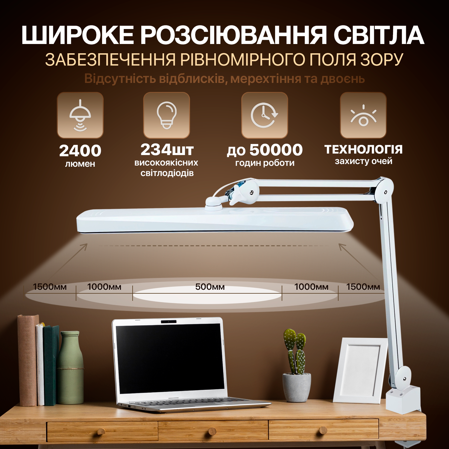 Настільна лампа світлодіода SBTR Lamp 9505 234 24W з регулюванням колірної температури та яскравості Білий (9505 LED) - фото 6