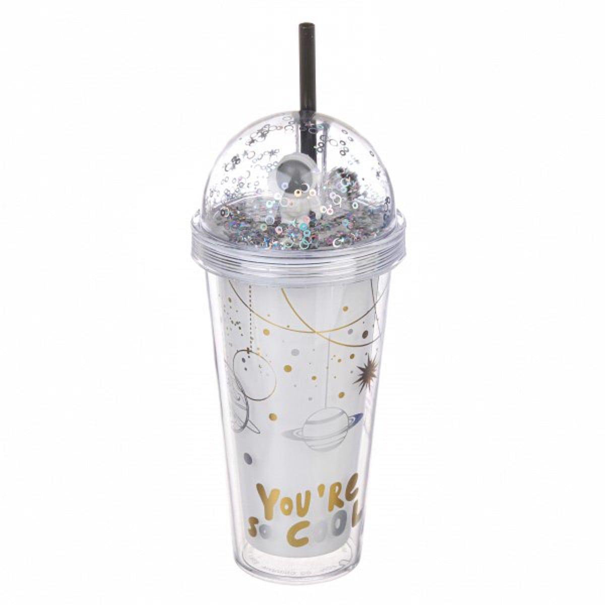 Тамблер-стакан акриловый Космонавт с трубочкой 380 мл White (69-1035) - фото 2 Тамблер-стакан акриловый Космонавт с трубочкой 380 мл White (69-1035) - фото 2