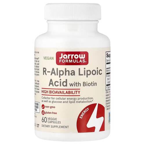 Альфа-липоевая кислота Jarrow Formulas R-Alpha Lipoic Acid with Biotin 60 растительных капс. (JRW-20039)