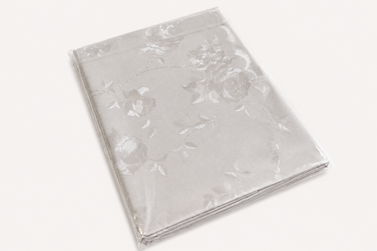 Скатерть виниловая овальная 140x300 см Серебристый (7D/oval/f/silver 206)