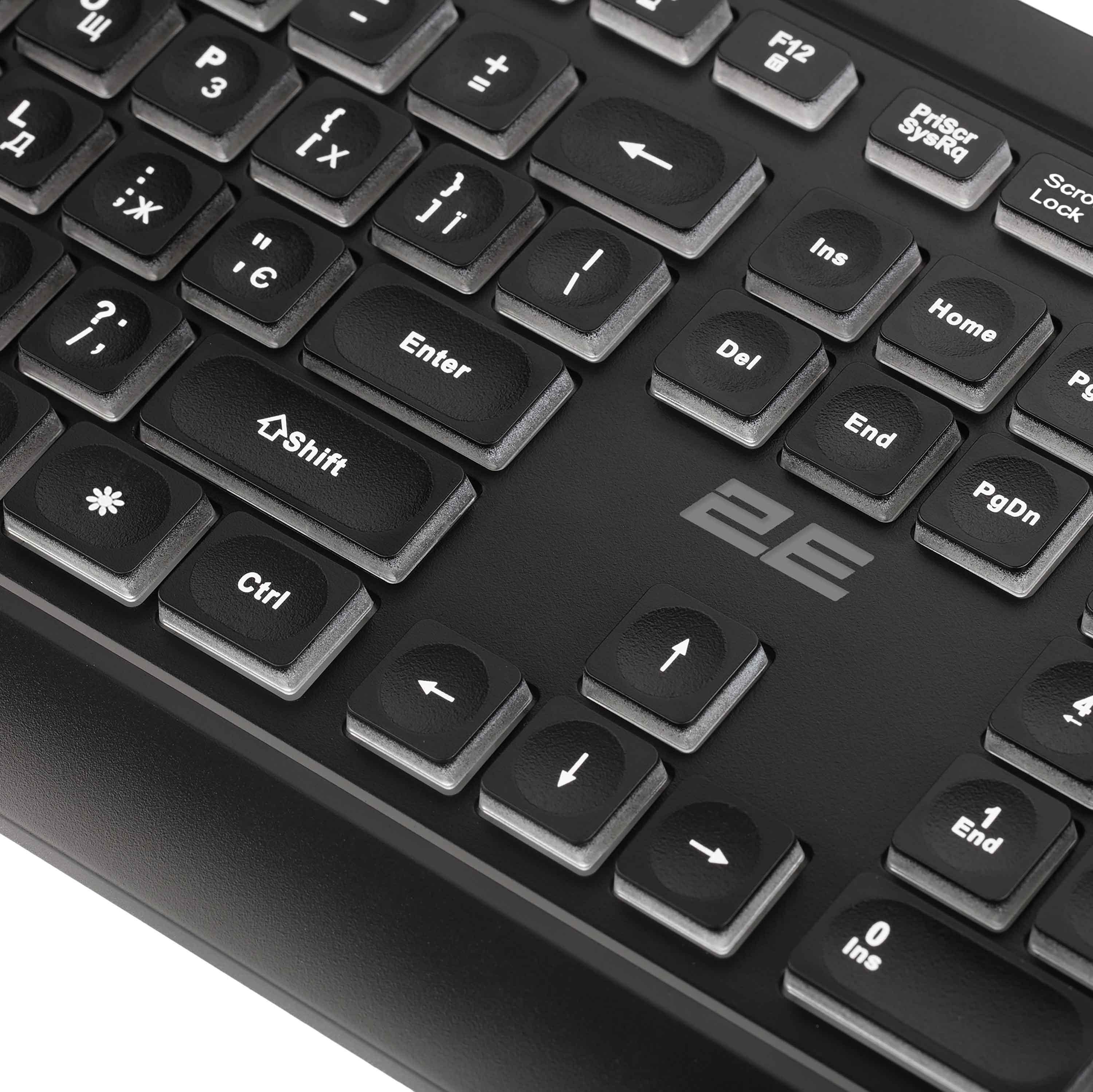 Клавиатура проводная 2E KS120 с белой подсветкой Черный (2E-KS120UB_UA) - фото 4