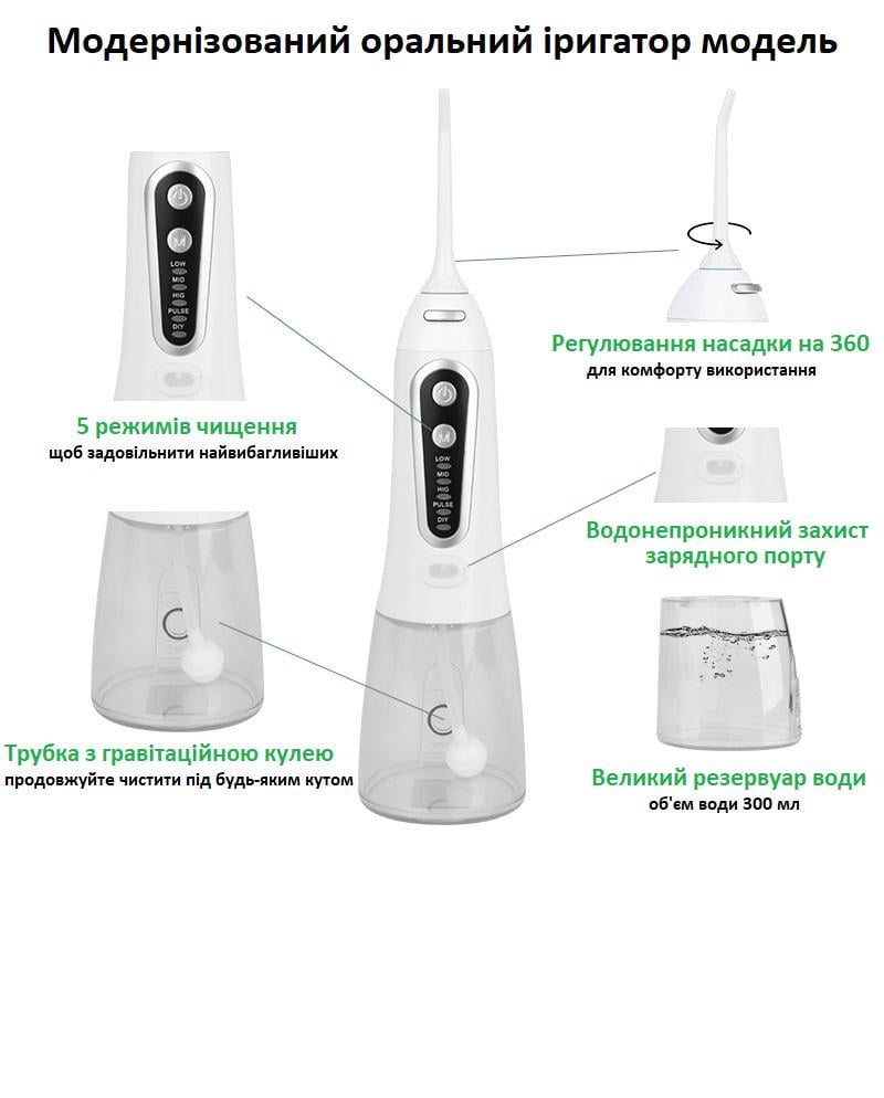 Ирригатор Portable Oral Irrigator 203 для чистки зубов и десен и 6 насадок Black (12015) - фото 6 Ирригатор Portable Oral Irrigator 203 для чистки зубов и десен и 6 насадок Black (12015) - фото 6