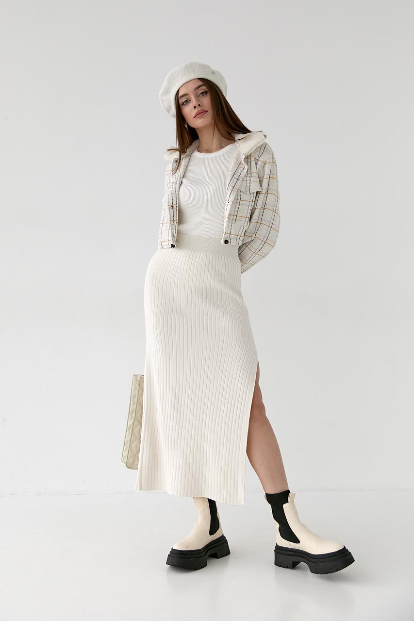 Юбка миди в рубчик L Кремовый (0199) - фото 3 Юбка миди в рубчик L Кремовый (0199) - фото 3