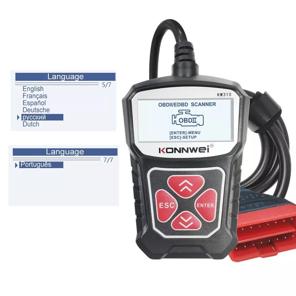 Автосканер диагностический Konnwei KW310 CAN OBDII + EOBD Code Reader - фото 6