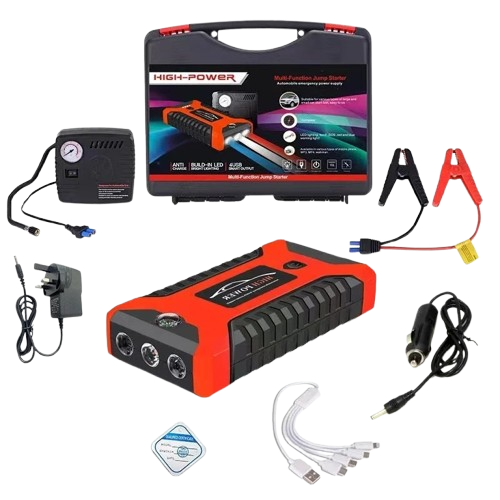 Пускозарядное устройство мультифункциональное JumpStarter JX27 99800 мАh 600A 12V/220V с компрессором 4USB/фонарь Оранжевый (147-14-15227) Пускозарядное устройство мультифункциональное JumpStarter JX27 99800 мАh 600A 12V/220V с компрессором 4USB/фонарь Оранжевый (147-14-15227)