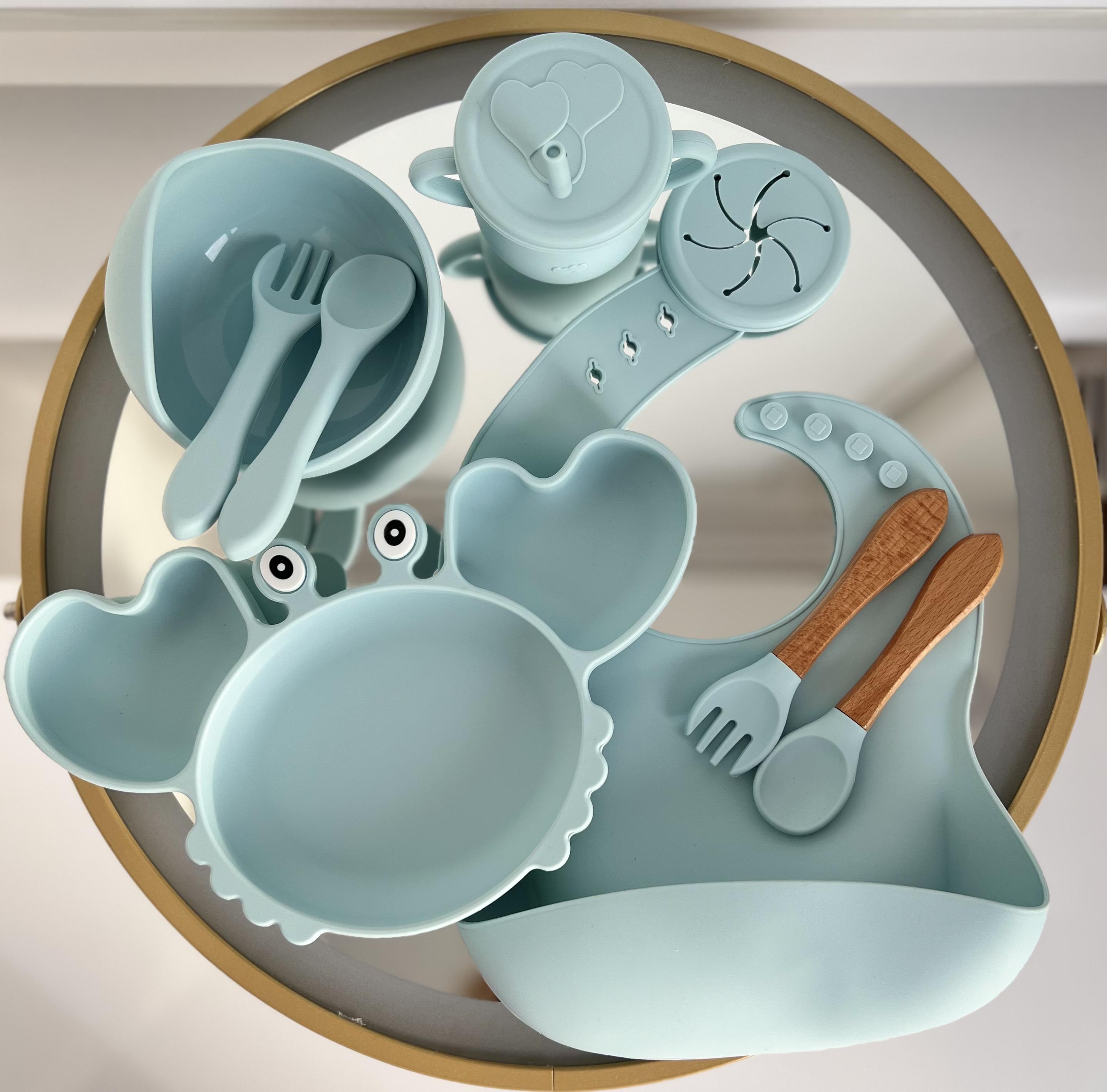 Набір дитячого посуду Краб від 4 місяців до 5 років Блакитний (0548)