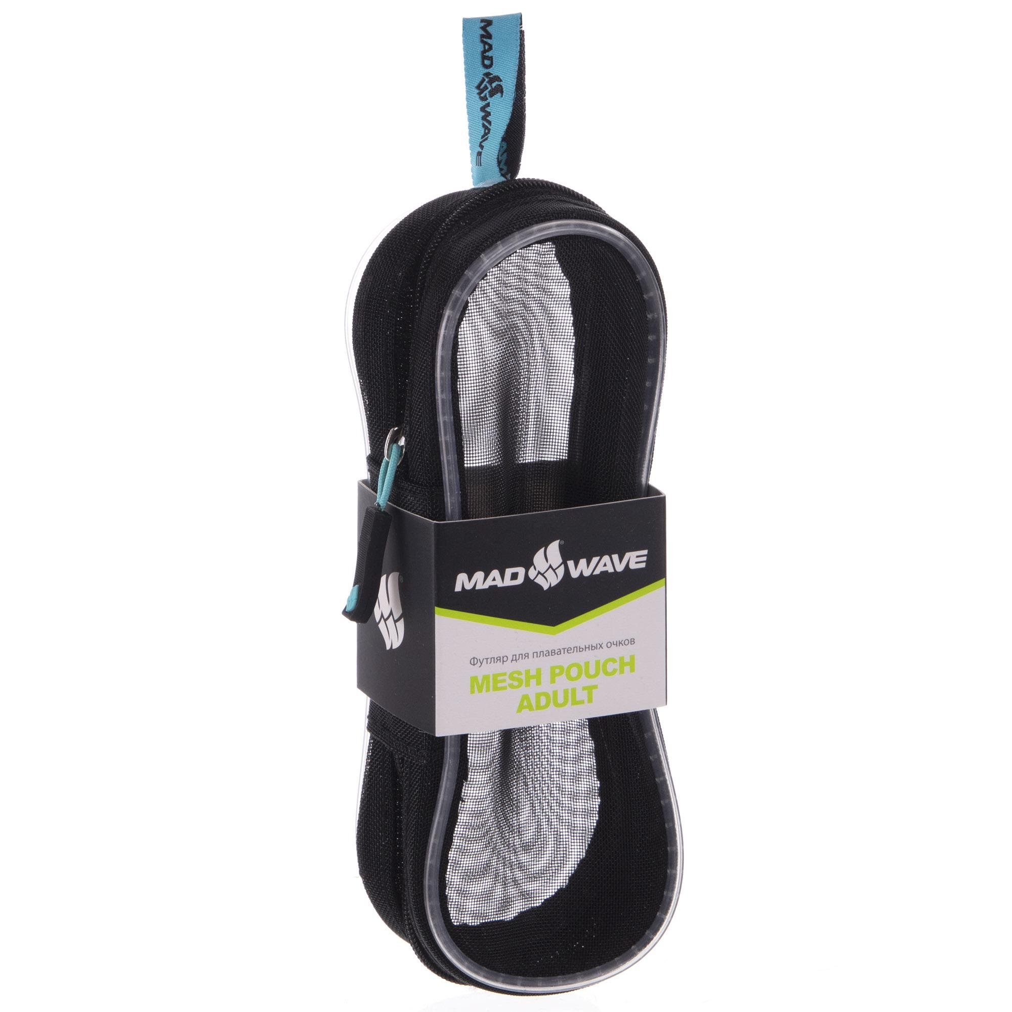 Чехол для очков для плавания MadWave MESH POUCH M070301 сетка 180x62x40 мм Черно-голубой (M070301_Черный-голубой)
