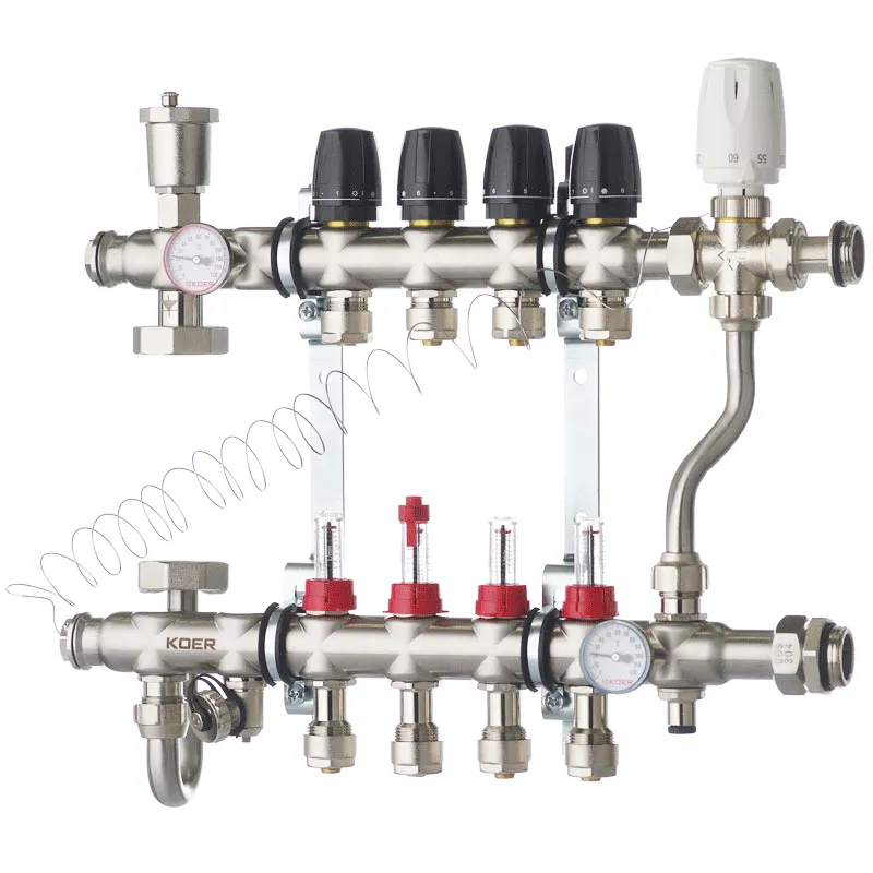 Коллектор со встроенным смесительным узлом KOER KR.S1013-4 1"х4 SUS304 и евроконус 3/4-16 (KR2947)