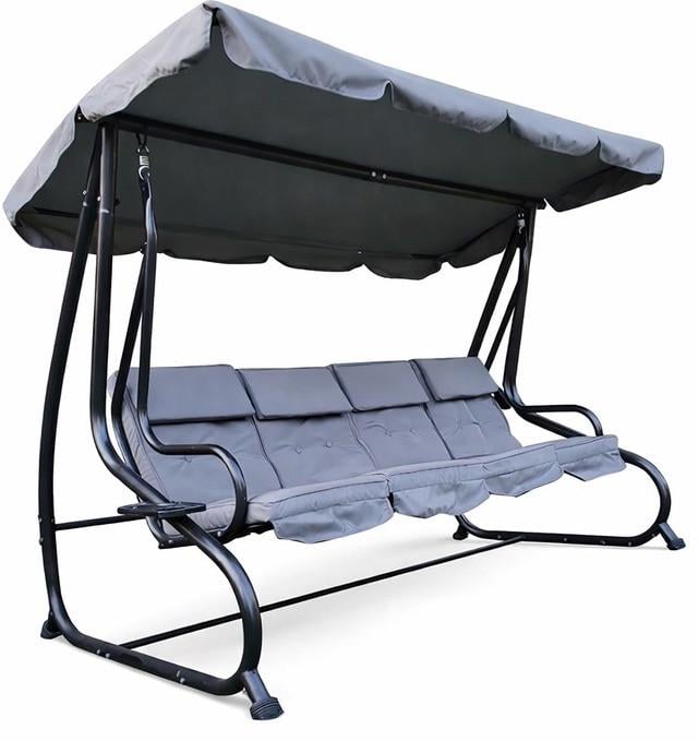 Садовые качели Bonro B-044 4-местная раскладная Серый (2981217657)
