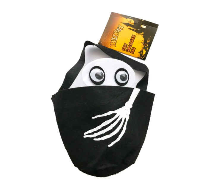 Сумка для конфет на Хэллоуин Скелет 22x16 см Черно-белый (688635)