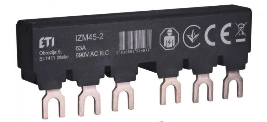 Шина соединительная ETI IZM45-2 3P 63А типа FORK 6 модулей 2хМРЕ до 40А або 2хMS 9 см (2921298)