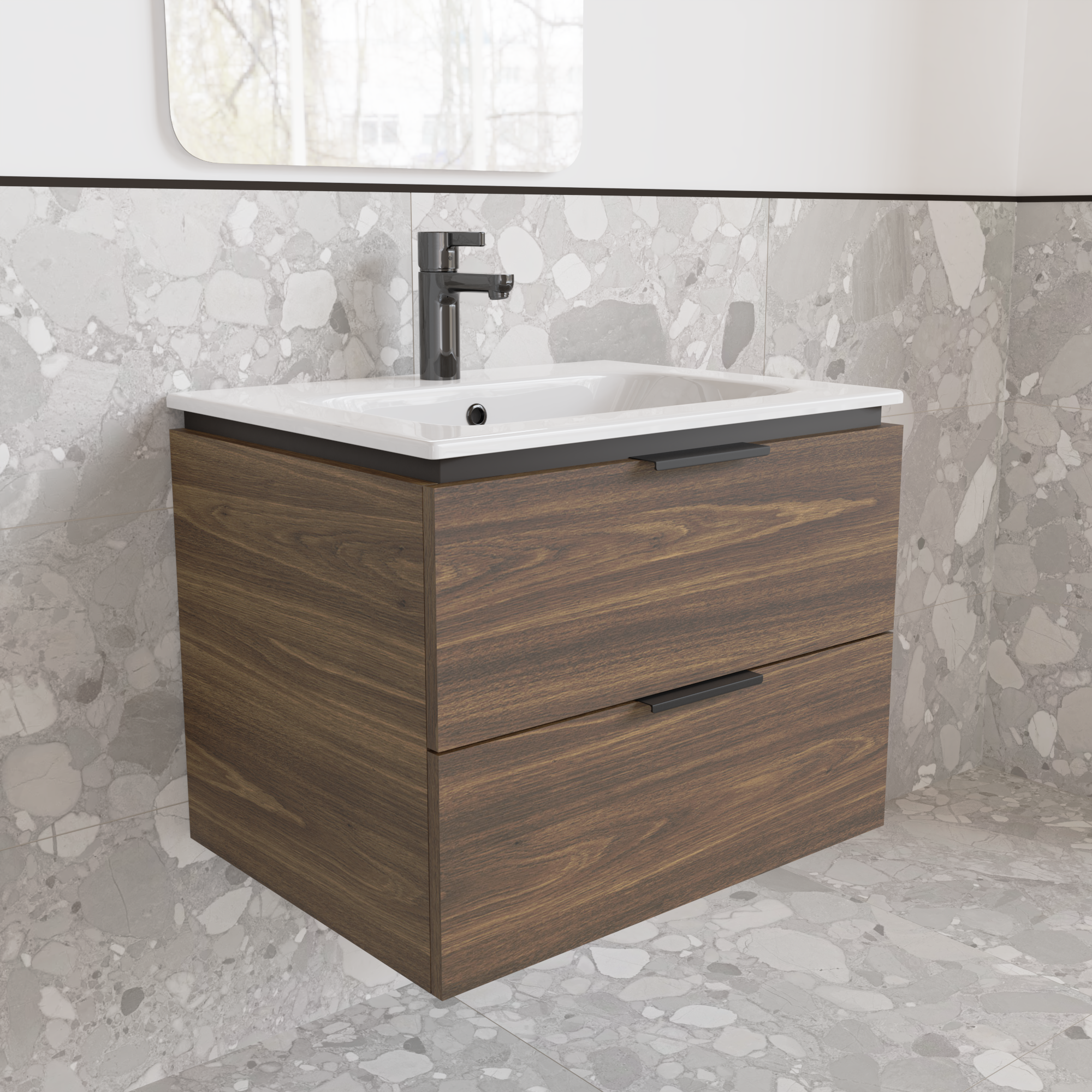 Тумба підвісна з раковиною MVK Vostok Icon 60 В2 600х450х530 мм Дуб Бурбон (p260br) - фото 2 Тумба підвісна з раковиною MVK Vostok Icon 60 В2 600х450х530 мм Дуб Бурбон (p260br) - фото 2