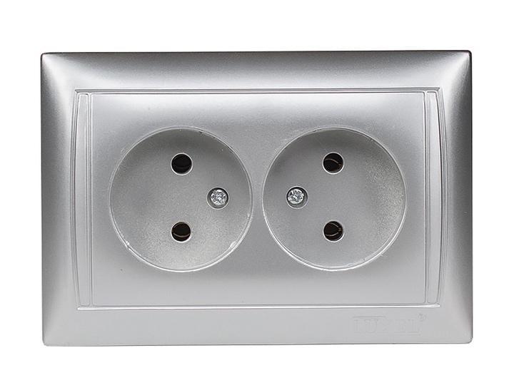 Розетка Luxel Primera 2-на б/з 3507 Серебреный (00000038709)