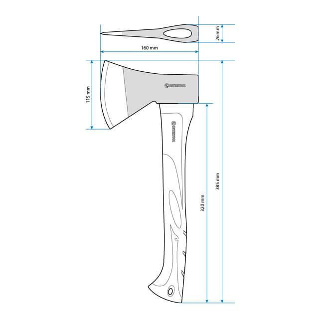 Сокира Intertool ручка з фібергласу 800 г (HT-0262) - фото 3