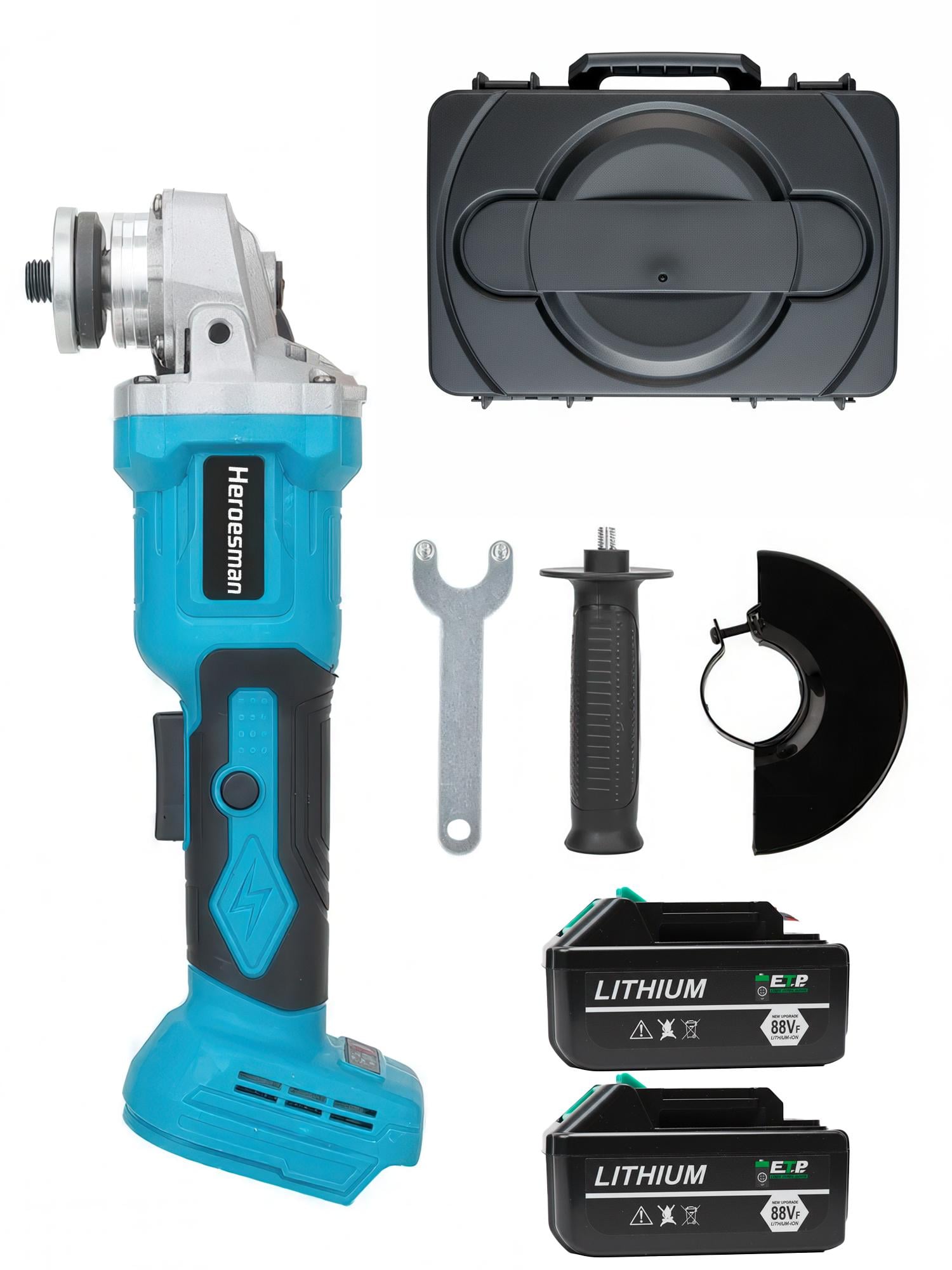 Болгарка аккумуляторная угловая Heroesman бесщеточная 125 мм 2 аккумулятора/кейс (AKUBOL-1375)