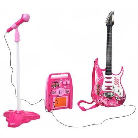 Электрогитара детская Kruzzel 22407 с микрофоном и усилителем MP3 световые эффекты Розовый