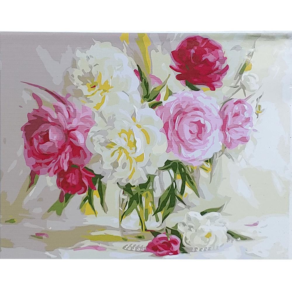 Картина по номерам Strateg Премиум Акварельный букет пионов 40x50 см (GS058)