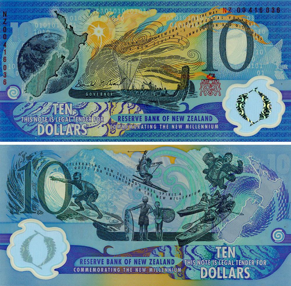 Коллекционная банкнота Новая Зеландия 10 долларов 2000 полимер UNC памятная (P190b)
