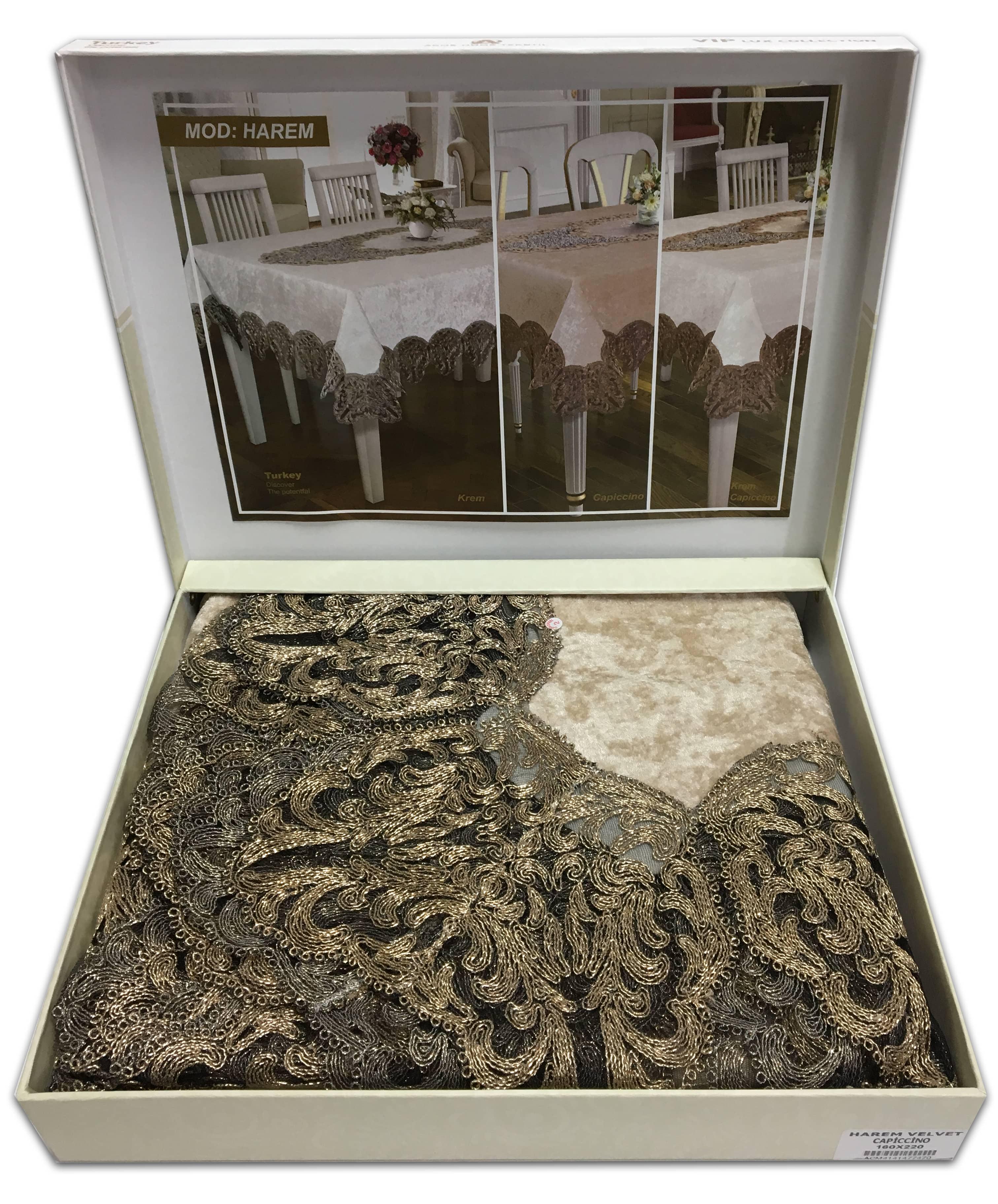 Скатерть велюровая Acme Tekstil 160x220 Harem Capiccino (CN5083)