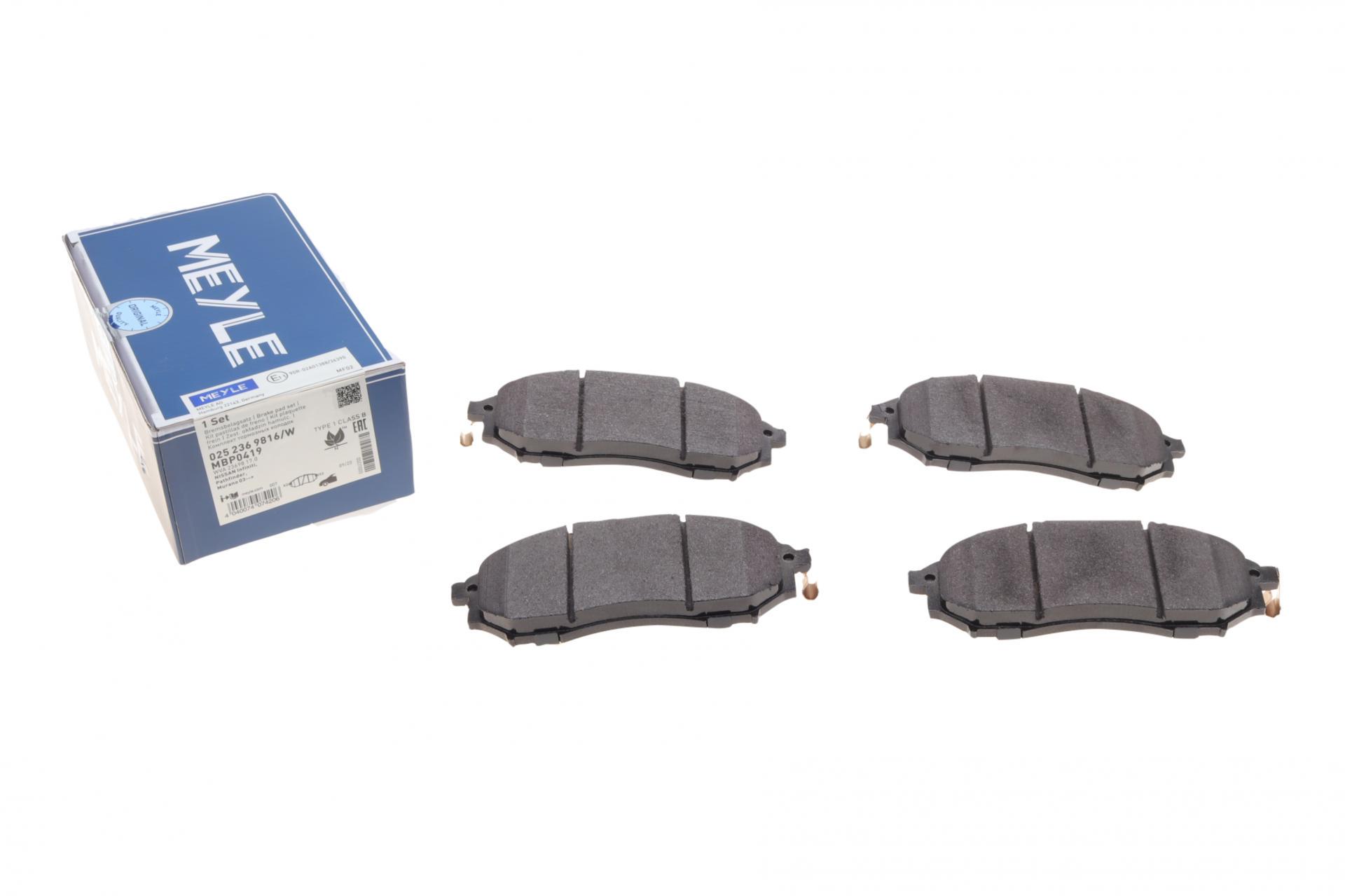 Колодки тормозные передние Meyle для Renault Koleos 08-/Nissan Qashqai 07-13/Pathfinder/NP300/Murano 05- (025 236 9816/W)