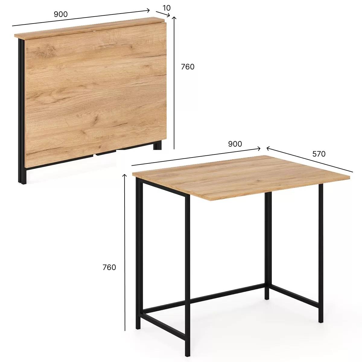 Стіл-трансформер ART IN HEAD Sly 90x77x57 см Горіх селект/Чорний (TB24240000030) - фото 3 Стіл-трансформер ART IN HEAD Sly 90x77x57 см Горіх селект/Чорний (TB24240000030) - фото 3