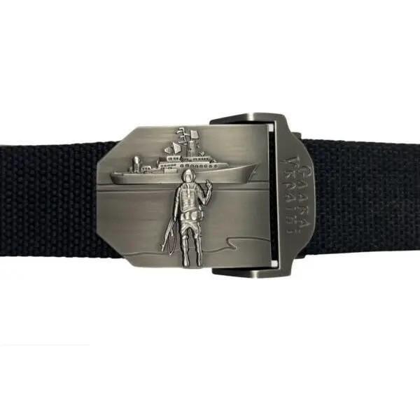 Ремень с патриотической пряжкой Корабль Черный (KL-1142)
