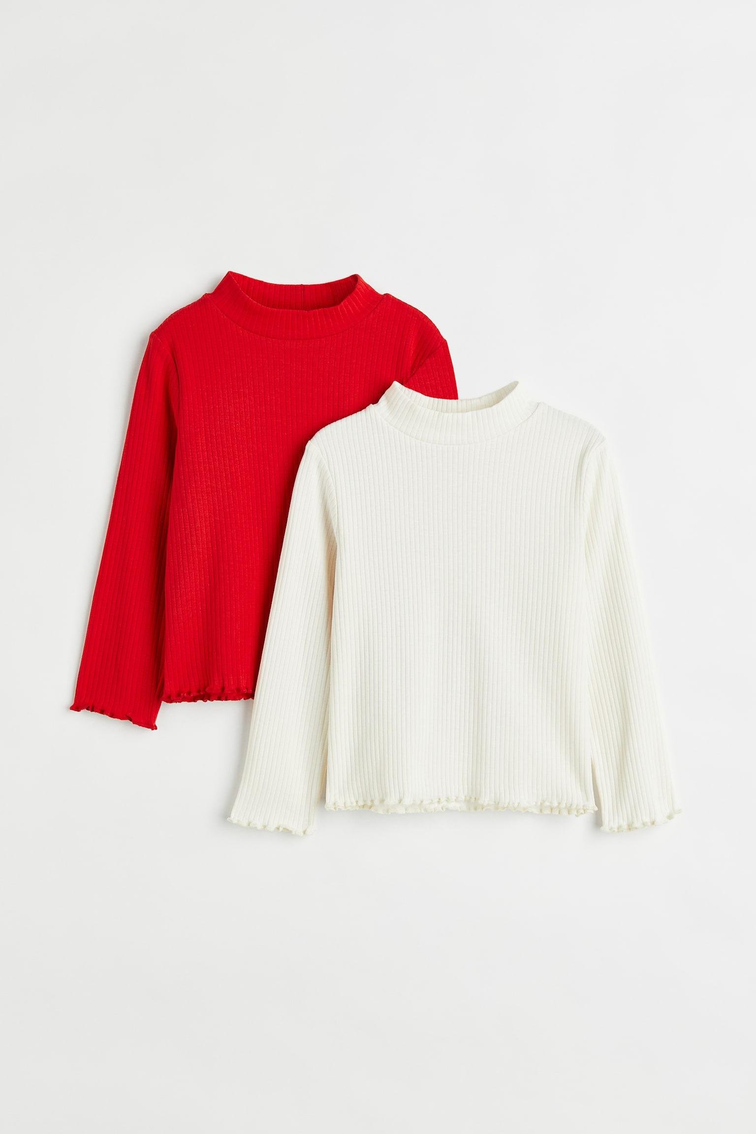 Реглан рубчик для девочки H&M 134-140 см Белый/Красный 0395730056 (a6a5302e)