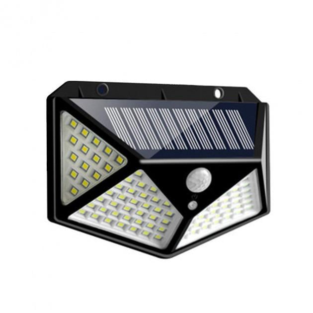 Ліхтар на сонячній батареї Solar Wall Lamp 100 LED з датчиком руху Чорний (7317 / 1L)