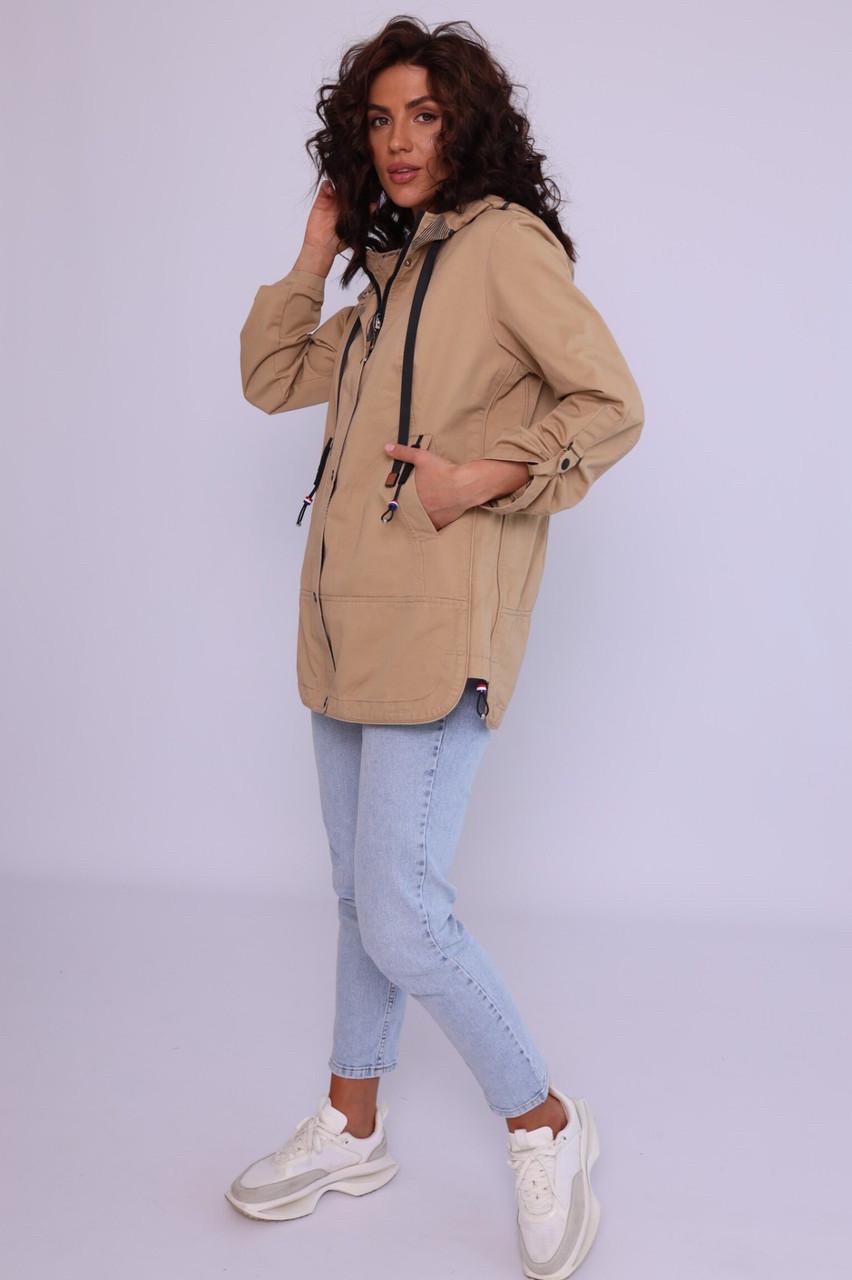 Женская ветровка из натурального хлопка 7XL Капучино - фото 3 Женская ветровка из натурального хлопка 7XL Капучино - фото 3