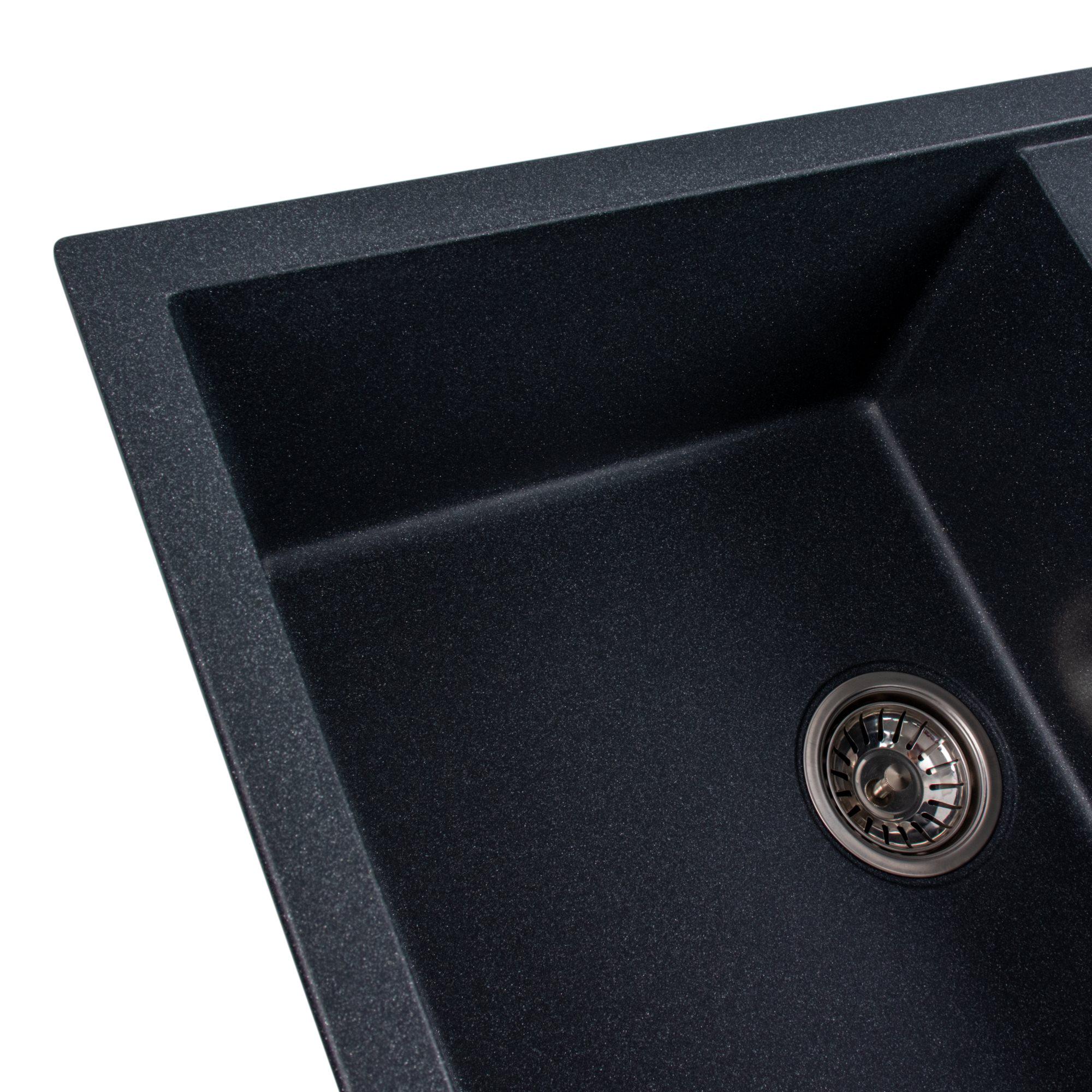 Мийка гранітна для кухні Valeso 7950 Selena матова Антрацит - фото 2 Мийка гранітна для кухні Valeso 7950 Selena матова Антрацит - фото 2