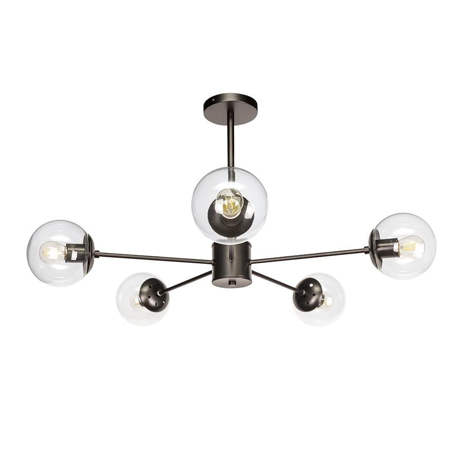 Люстра Levistella 7529807-5 BK+CL Молекула на пять прозрачных плафонов Черный (2577797602)